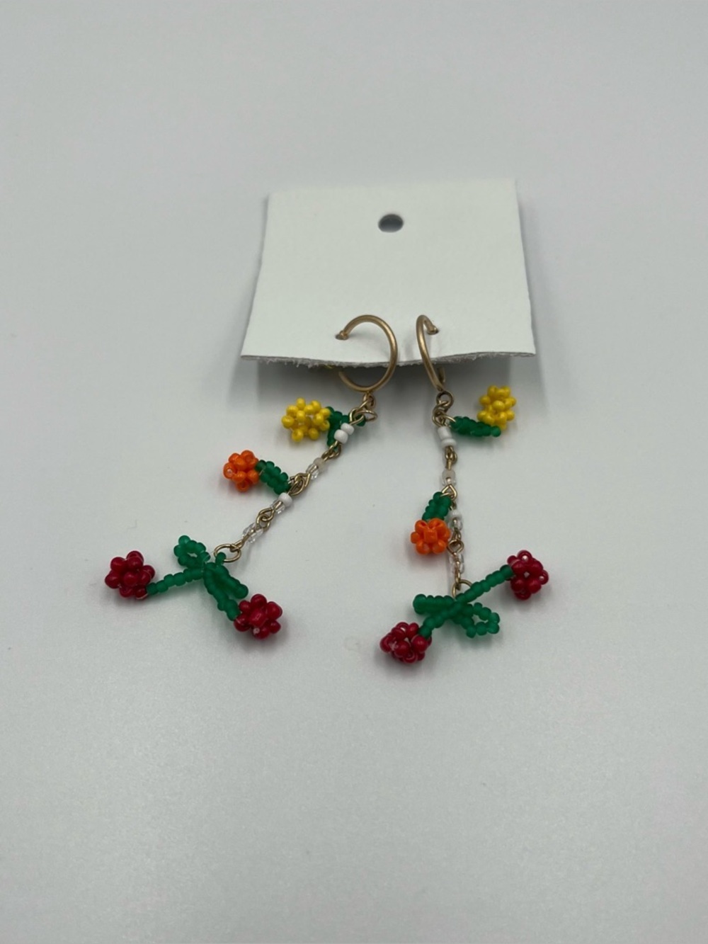 Free People Sweet Tread Beaded Dangle Earring Colorful Fruit Cherries Summer